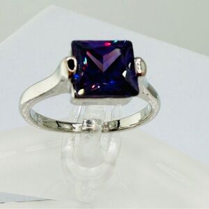 New Princess Cut Lab Amethyst Ring Size 7